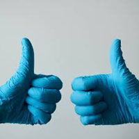 Surgical gloves thumbs up